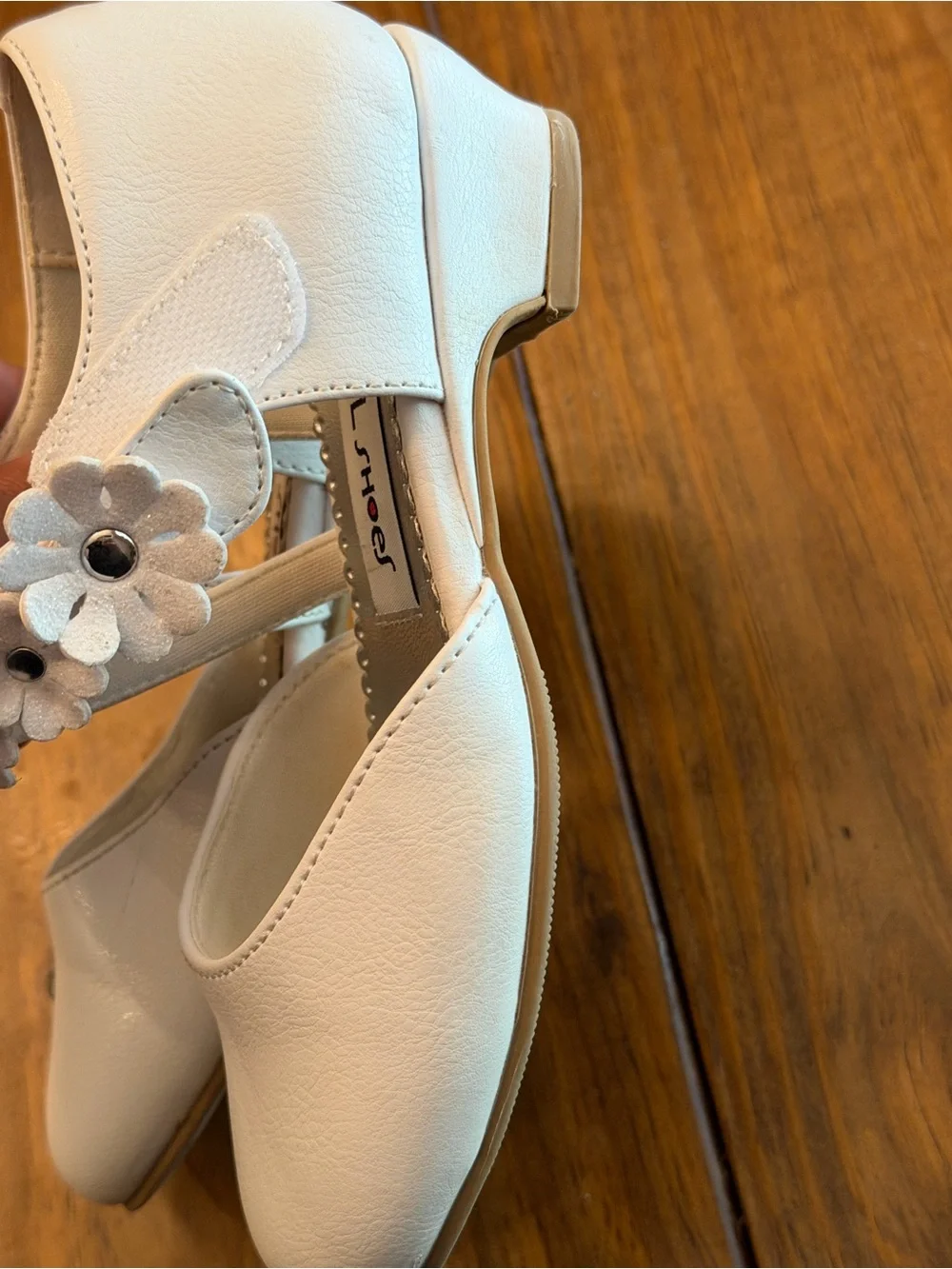 Rachel Shoes Girls Cream Floral Strap Dress Shoes